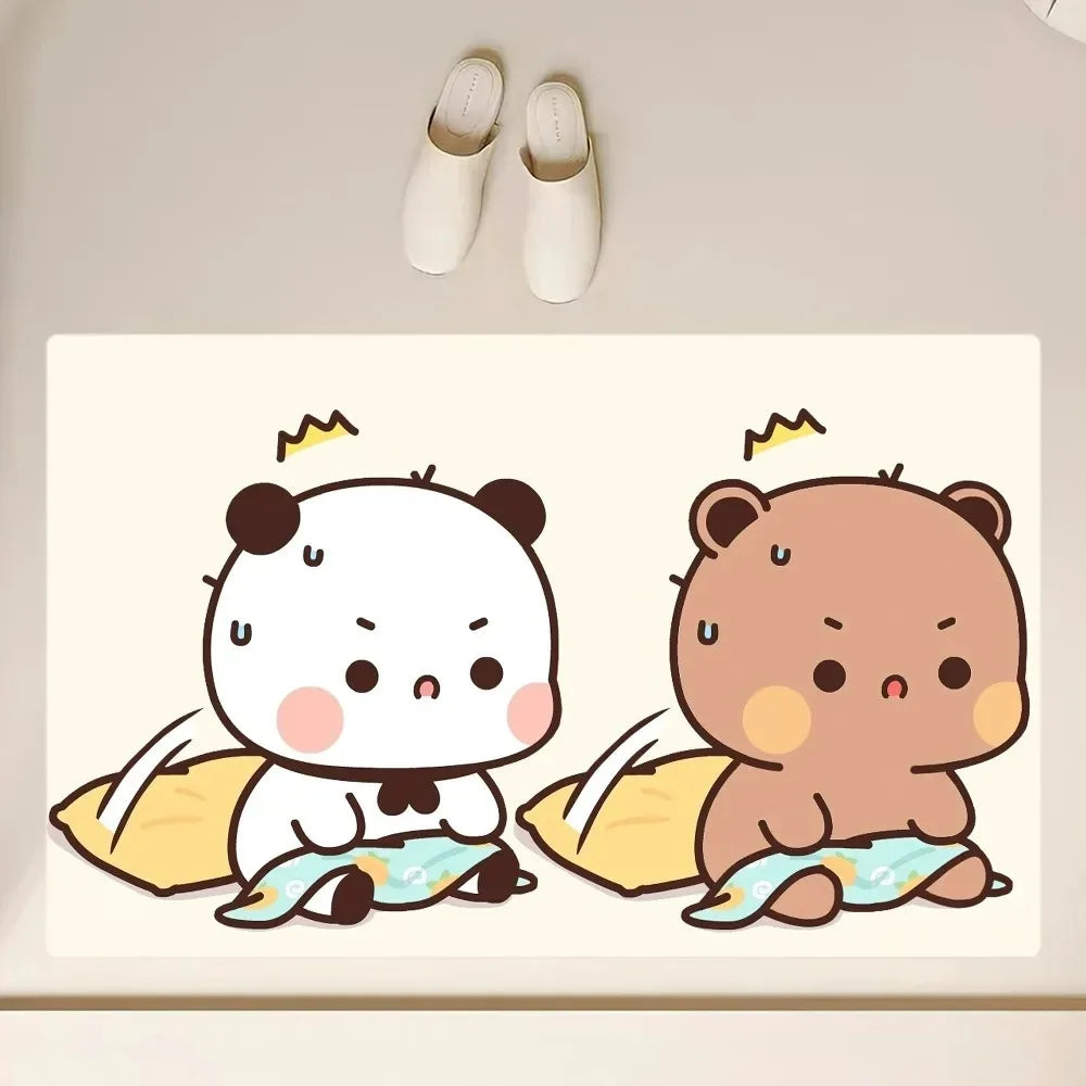 Cute Dudu Bubu Door Mat Non Slip Bathroom Bedroom Kitchen Entrance Doormat Polyester Living Room Carpet Entryway Rug Home Decor