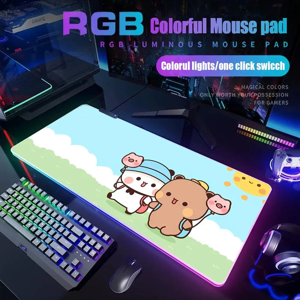 Bubu Dudu Mouse Pad Gamer Rgb Desk Mat Back Light Led Mousepad Setup Gaming Accessories Deskmat Big Mousepad Backlight