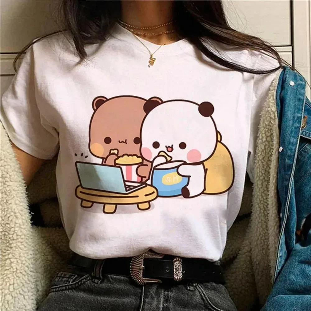 Bubu Dudu T-shirt Female Designer Anime Cute Girl Pattern Fun Harajuku T-shirt Summer Cotton Casual Breathable Loose Top