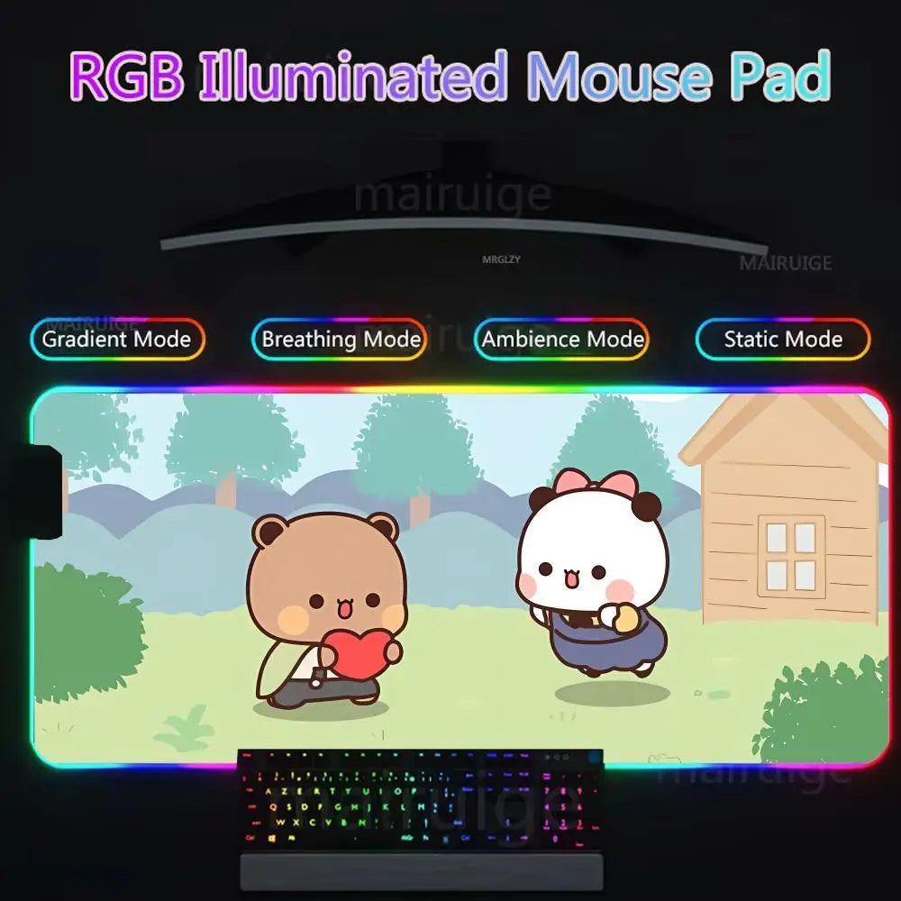 Bubu Dudu Mouse Pad Gamer Rgb Desk Mat Back Light Led Mousepad Setup Gaming Accessories Deskmat Big Mousepad Backlight