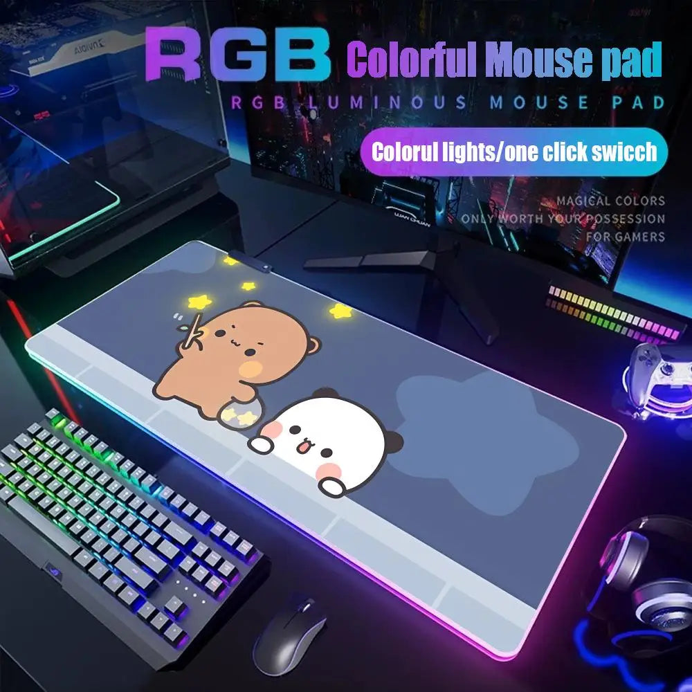 Bubu Dudu Mouse Pad Gamer Rgb Desk Mat Back Light Led Mousepad Setup Gaming Accessories Deskmat Big Mousepad Backlight