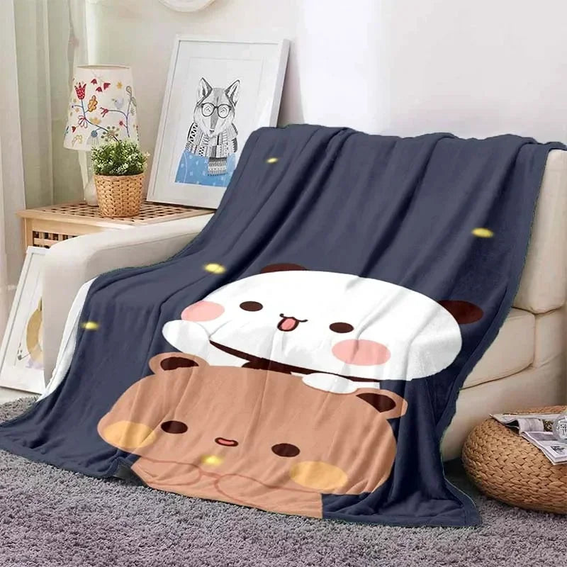 Cute Bubu and Dudu Series Blanket Cartoon Print Kids Warm Flannel Soft Comfortable Home Travel Blanket Bed Carpet Birthday Gift